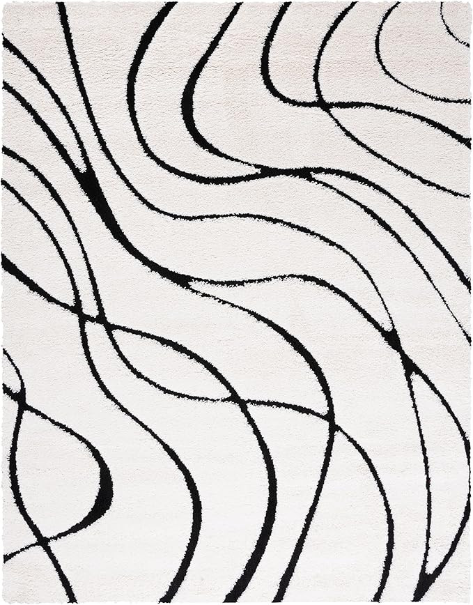 SAFAVIEH Florida Shag Collection Area Rug - 8' x 10', Ivory & Black, Non-Shedding & Easy Care, 1.... | Amazon (US)