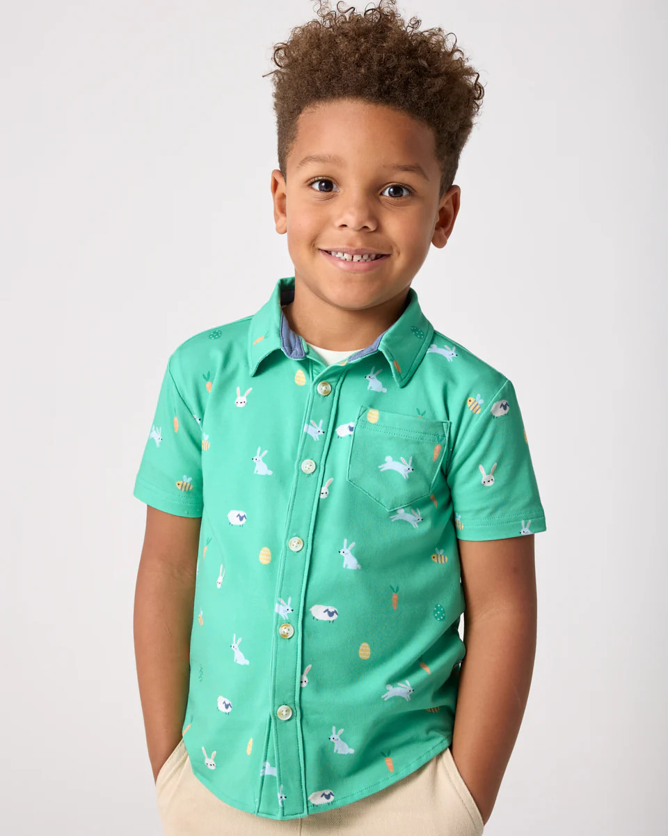 Bunny Burrow Button Down Polo | Little Sleepies