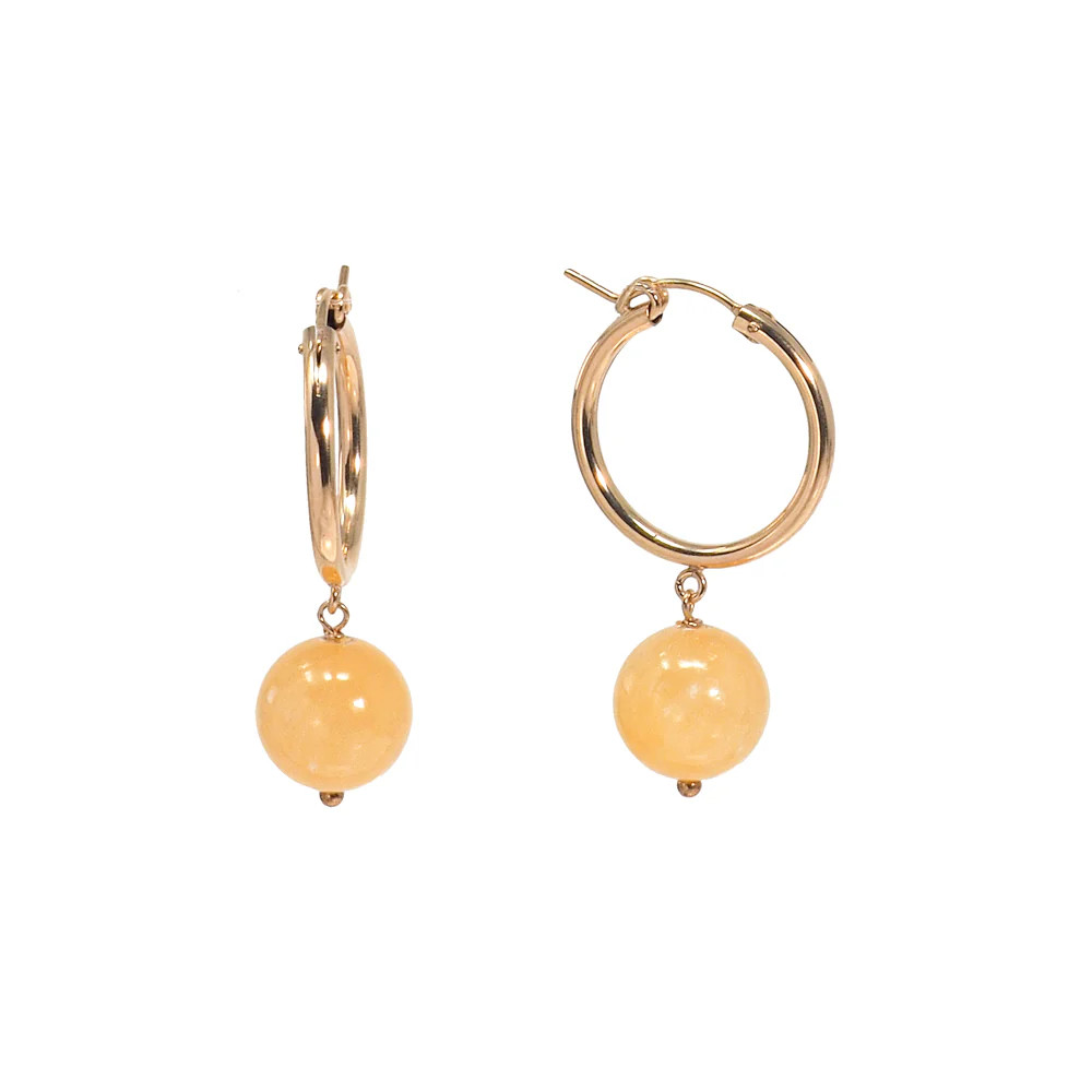gold filled hoops with yellow jade gumball gem | Dogeared