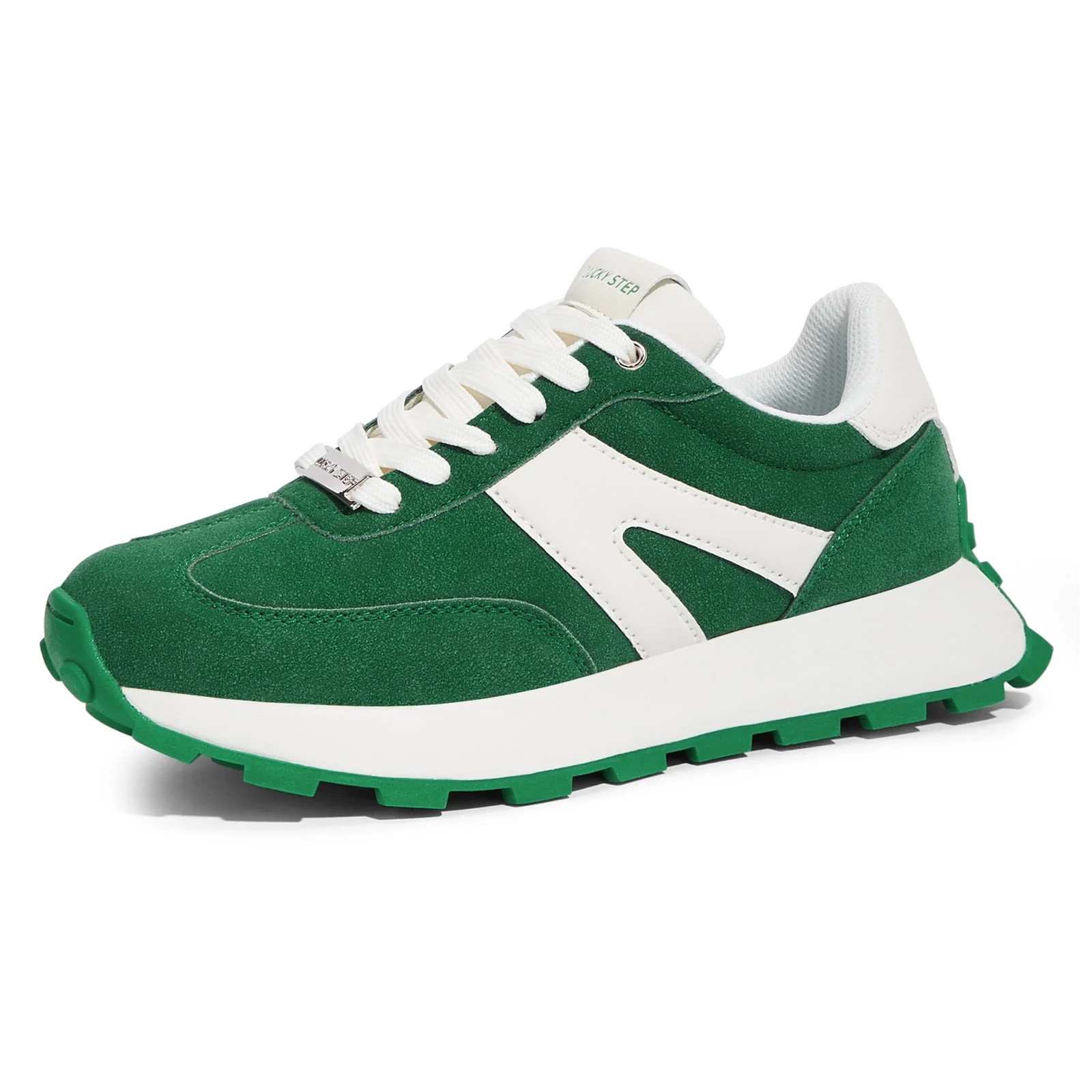 LUCKY STEP Womens Platform Shoes Chunky Fashion Lace-up Sneakers Casual Shoes,Green | Walmart (US)