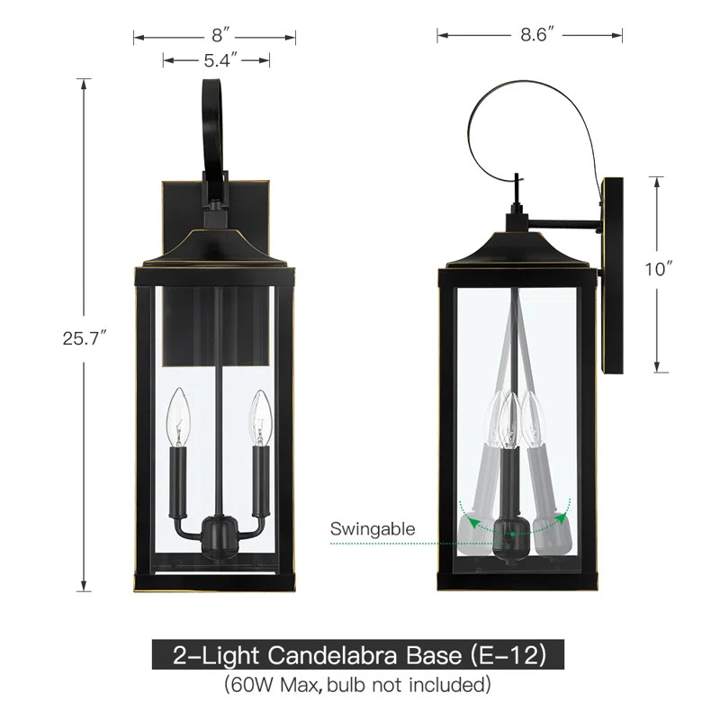 Gaudencia 2 - Bulb 25.74'' H Outdoor Wall Lantern | Wayfair North America