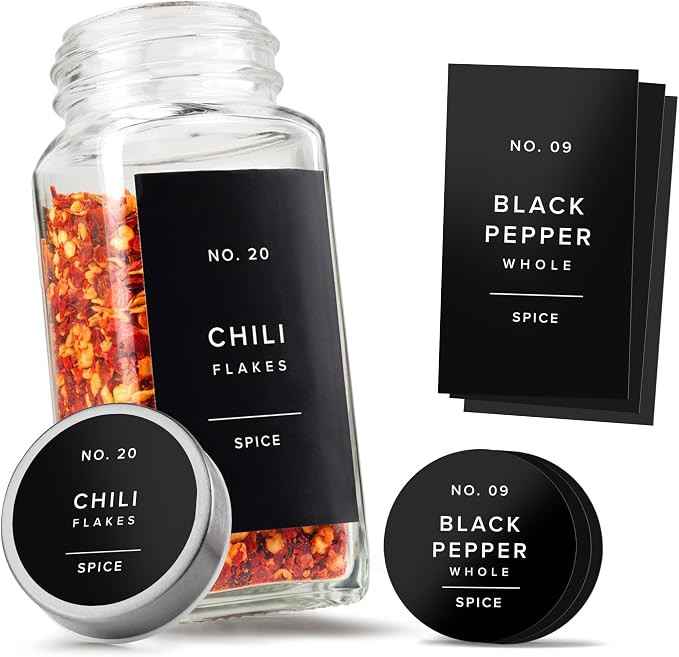 Minimalist Spice Jar Labels Self-Adhesive - 240 Stickers for Spice Jars, Spice Jars & Drawers, Ro... | Amazon (US)