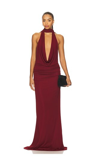 The Lisha Gown in Oxblood | Revolve Clothing (Global)