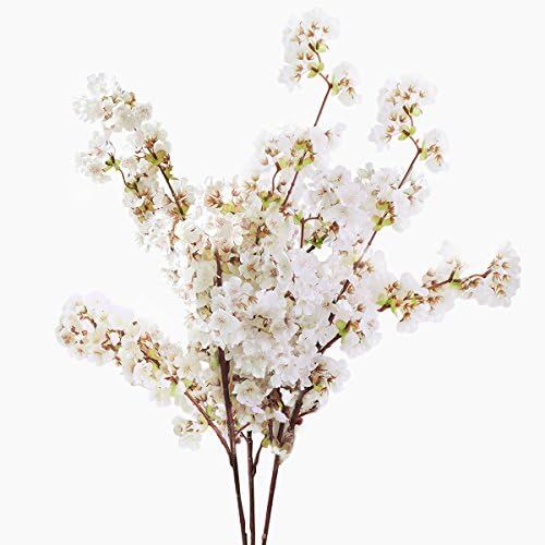 Sunm Boutique 4Pcs Artificial Cherry Blossom Flowers, 42.9" Faux Cherry Blossom Branches, Cherry ... | Amazon (US)