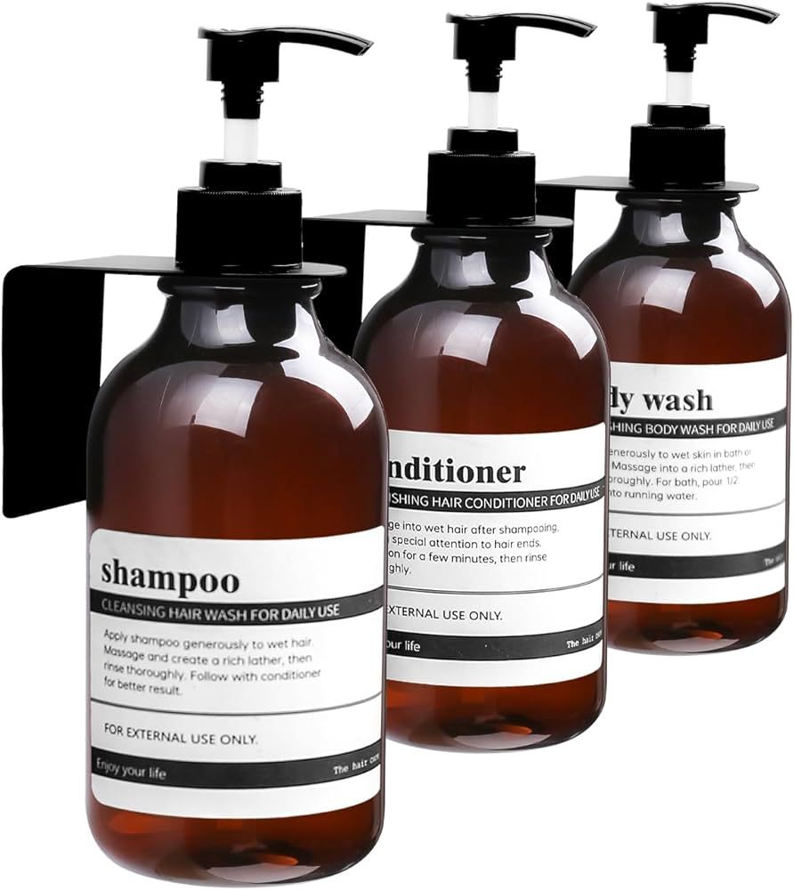 Stylish Wall-Mounted Shampoo and Conditioner Dispenser Set of 3 - Modern 17oz Shower Soap Bottles... | Amazon (US)