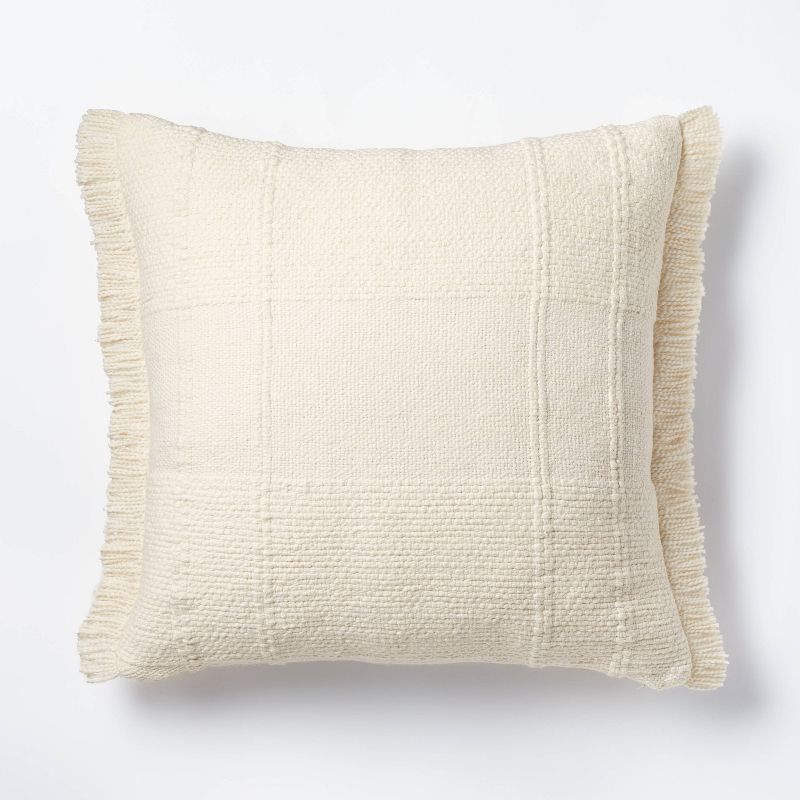 Oversized Woven Plaid Square Throw Pillow White - Threshold&#8482; designed with Studio McGee | Target