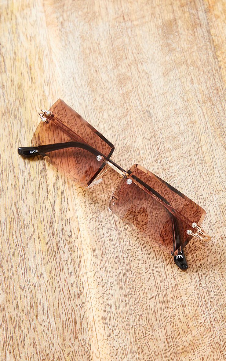 Rose Lens Square Frameless Sunglasses | PrettyLittleThing US