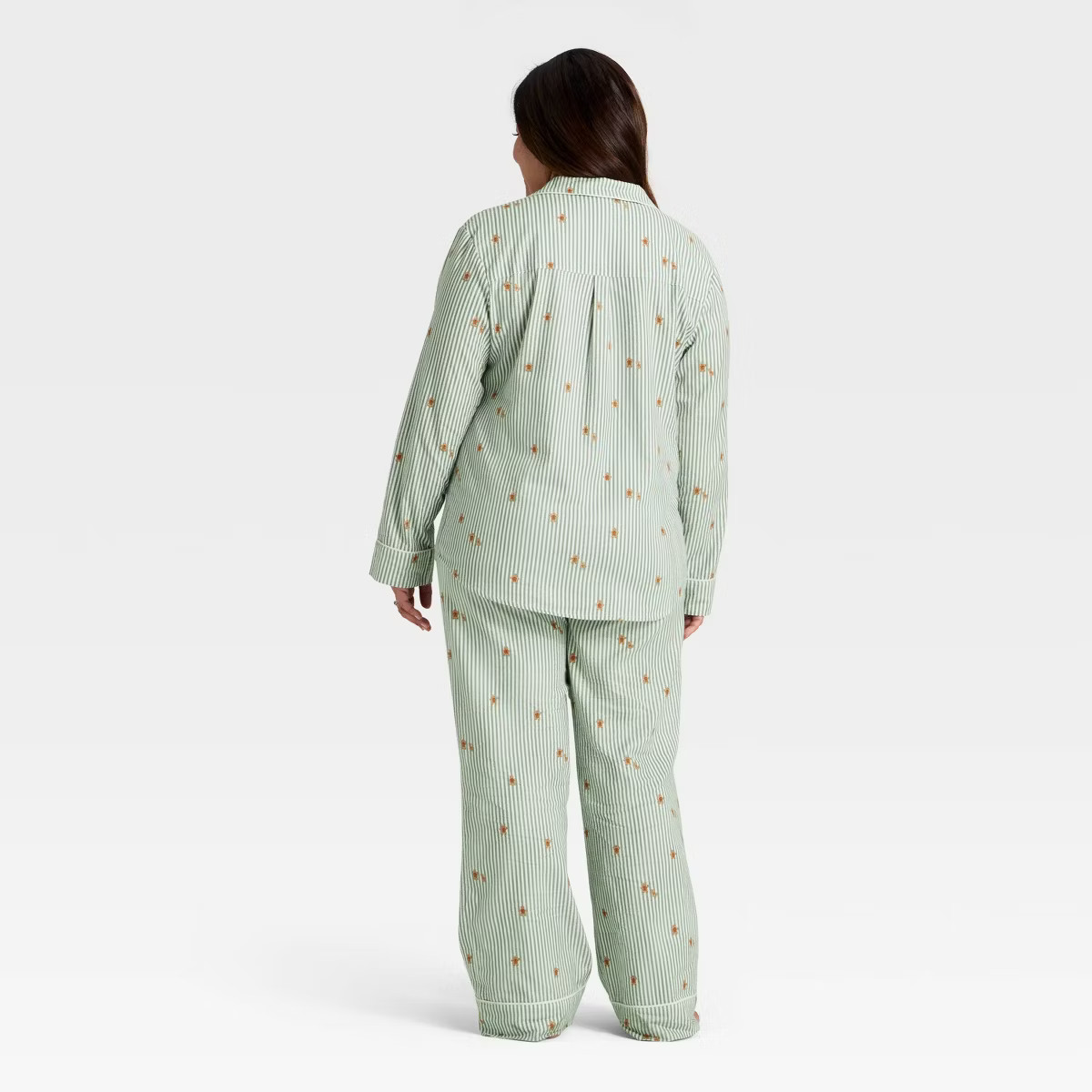 Women's Gingerbread Striped Flannel Long Sleeve Shirt and Pants Holiday Matching Family Pajama Se... | Target