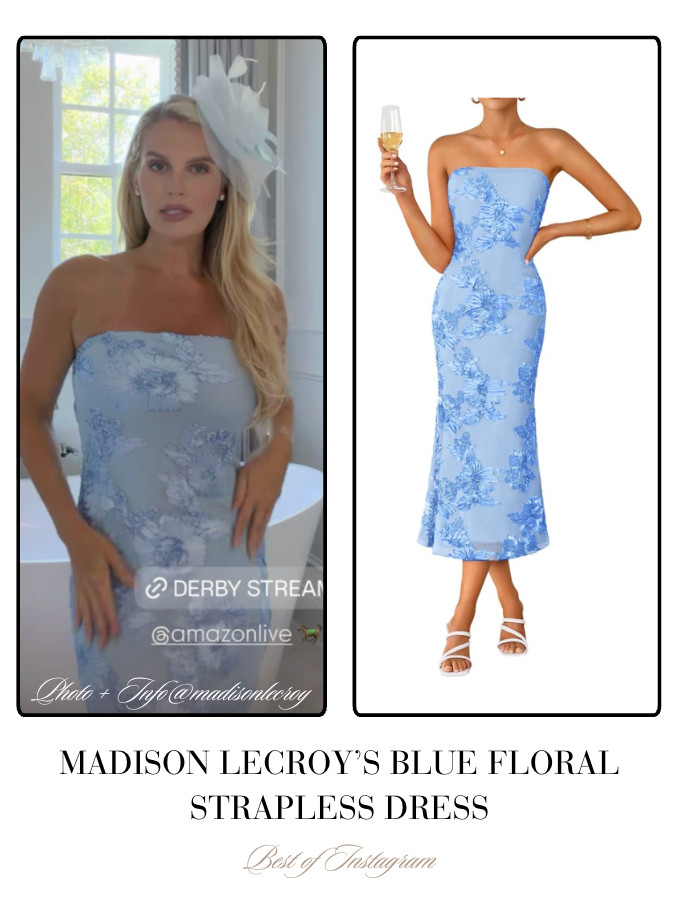 Madison LeCroy's Blue Floral Strapless Dress 📸 + Info: @madisonlecroy 

 