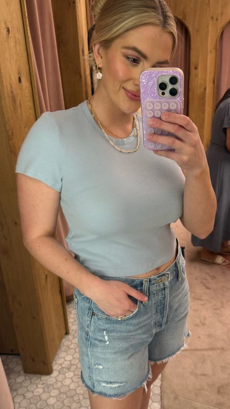 Staple spring outfit pieces you’ll wear all through summer. I’m in a large tshirt and size 28 Parker long shorts in shade swapmeet blue 

#LTKSeasonal #LTKfindsunder50