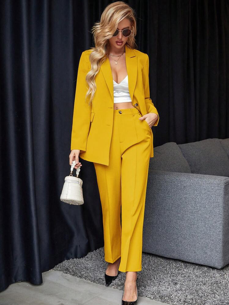 SHEIN Raffinéa Solid Color Suit Set | SHEIN