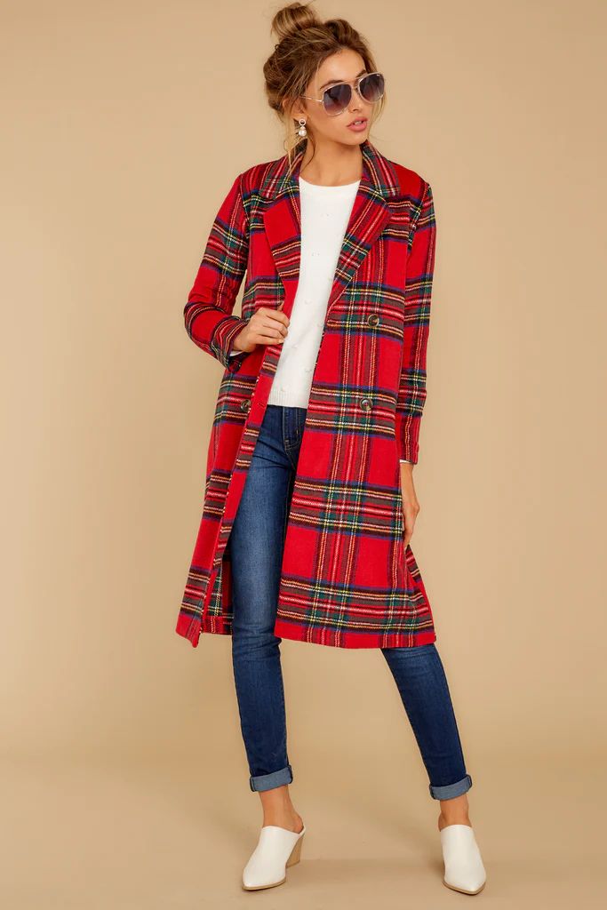 Make My Holiday Red Plaid Coat | Red Dress 