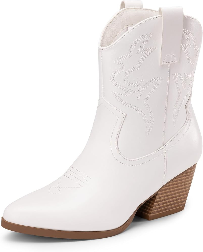 DREAM PAIRS Women's Cowboy Cowgirl Boots Embroidered Stitched Short Western Boots Low Chunky Heel... | Amazon (US)