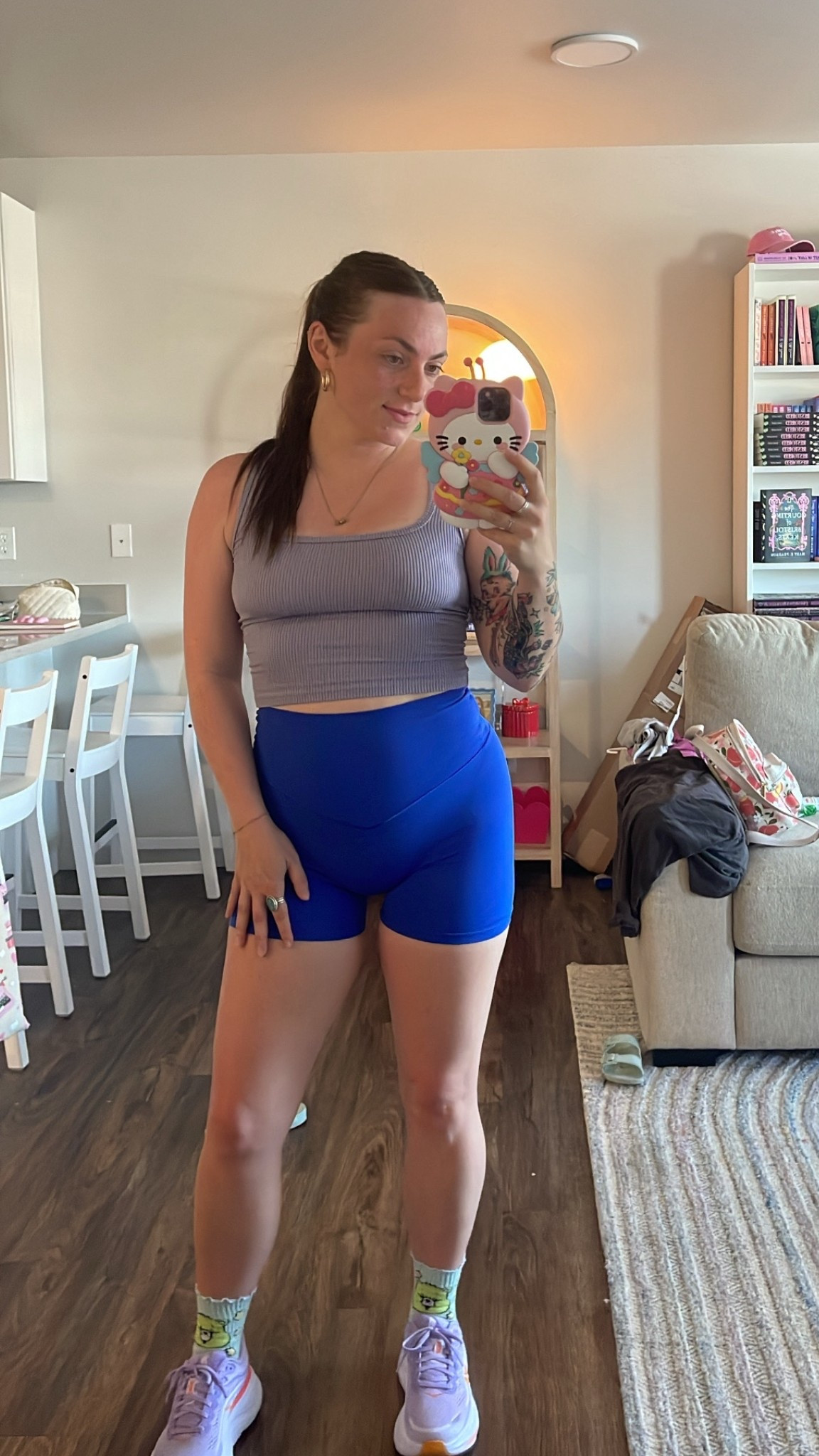 tell my kids to clean up their shit off the couch 😵‍💫 
Walk outfit athletic wear bike shorts

#LTKShoeCrush #LTKActive #LTKSummerEdit