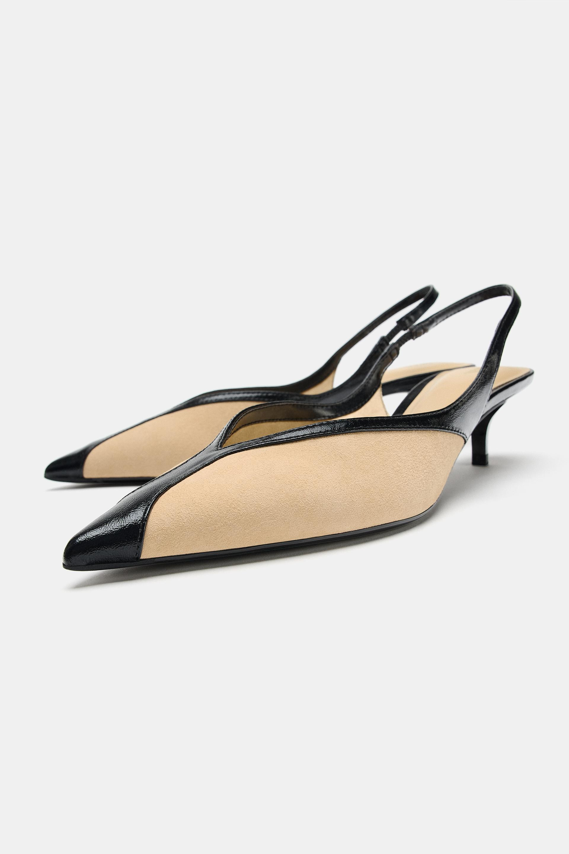 Zara - Contrast Slingback Heels - Multi-Color - 9 - Woman | Zara US