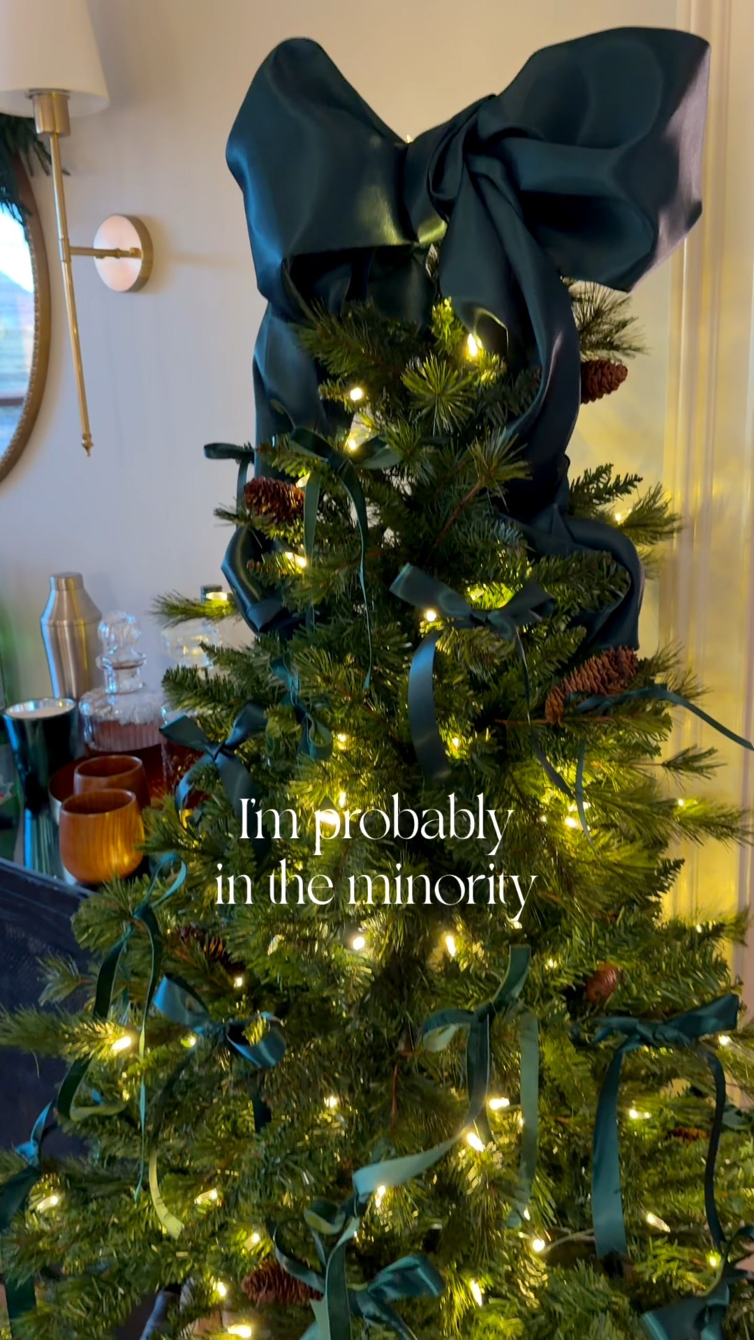 I may be in the minority, but this monochromatic moment has my whole heart. Rich green ribbons, a velvet tree skirt, warm lights, and the dreamiest oversized bow at the top. Sometimes keeping it simple feels the most magical. Pretty, polished, and quietly festive… just the way I like it.

#LTKHome #LTKHoliday #LTKSeasonal