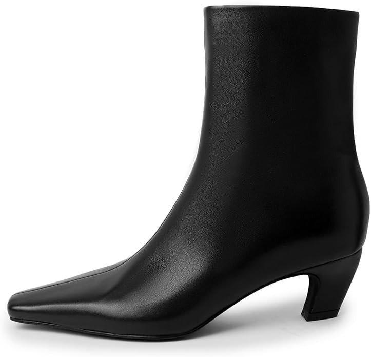 Women's Booties Kitten Low Heel Square Toe Ankle Boots | Amazon (US)