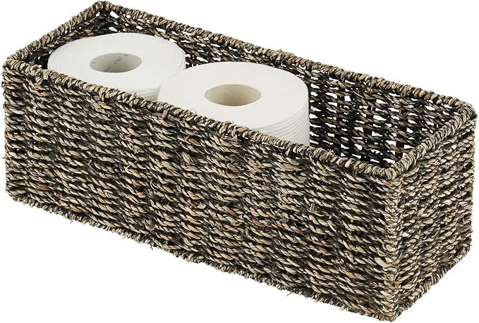 mDesign Natural Woven Seagrass Bathroom Toliet Roll Holder Storage Organizer Basket Bin; Use on B... | Amazon (US)