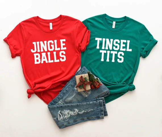 Tinsel Tits and Jingle Balls, Funny Matching Christmas Shirts, Husband and Wife Christmas Shirts,... | Etsy (US)