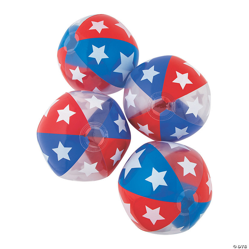 Inflatable 11" Red White Blue Medium Beach Balls - 12 Pc. | Oriental Trading Company