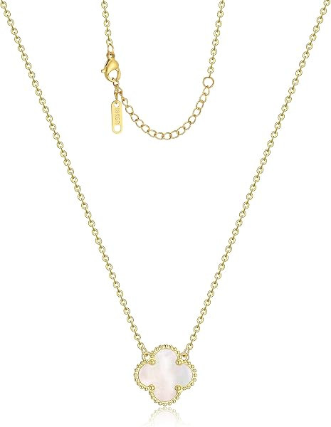 AIPPK Clover Pendant Necklace 18K Gold Plated Four Leaf Clover Necklaces Lucky Simple Jewelry Gif... | Amazon (US)