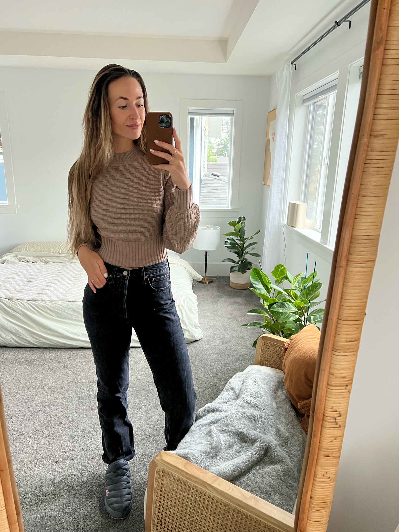 Still looking for a bed frame…
Comfortable outfit for a WFH day. These jeans are from Aritzia but I also love the mid rise, straight leg jeans from Reformation

#LTKhome