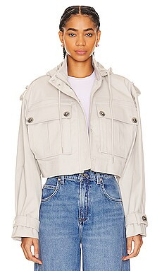 GRLFRND Cropped Utility Jacket in Stone Grey from Revolve.com | Revolve Clothing (Global)