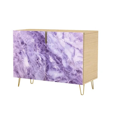 Sideboard Buffet Cabinet with Storage Purple marble stone backgrounds with 2 Doors for Living Room and Kitchen | Wayfair North America