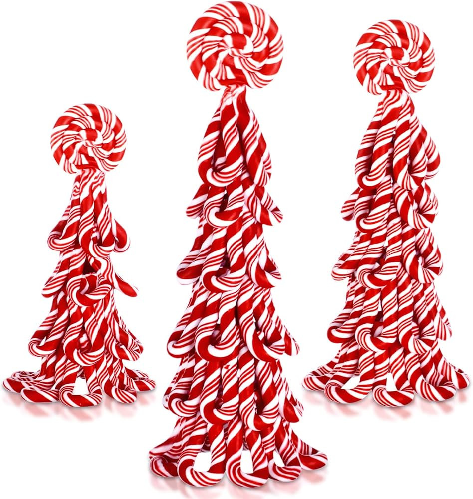 3 Pieces Christmas Ribbon Candy Tabletop Tree Decoration Resin Clay Peppermint Candy Cane Christm... | Amazon (US)