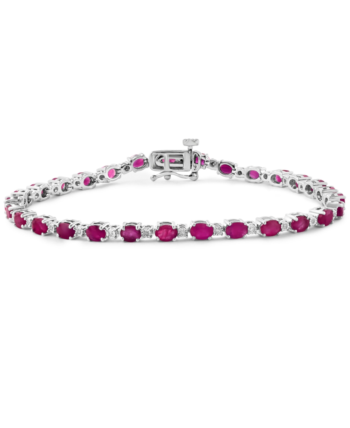 Effy Ruby (6-1/3 ct. t.w.) & Diamond (1/20 ct. t.w.) Link Bracelet in Sterling Silver - Ruby | Macy's