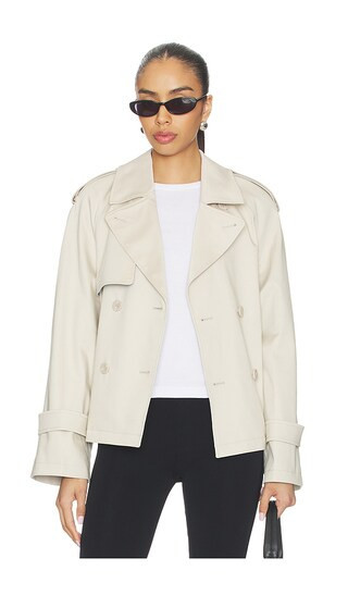 Soia & Kyo Juliette Short Trench Coat in Beige. - size S | Revolve Clothing (Global)