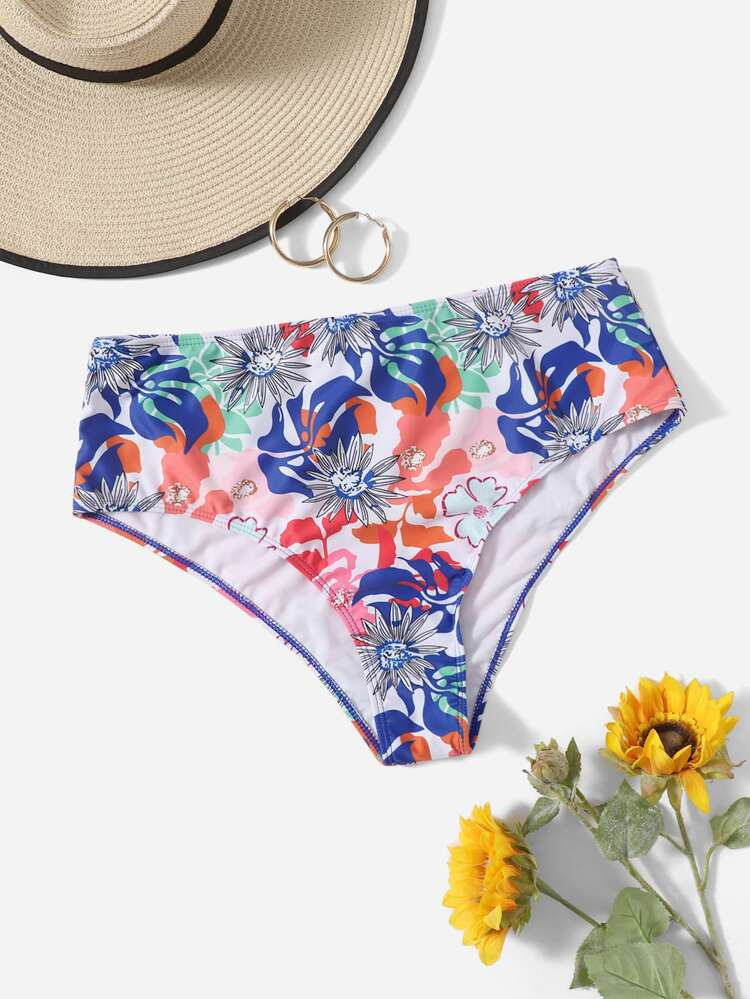 Plus Floral High Waisted Bikini Panty | SHEIN