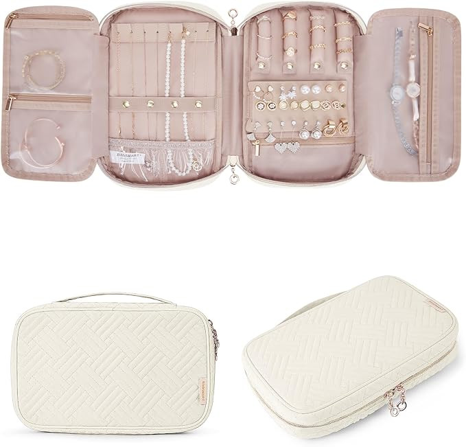 BAGSMART Travel Jewelry Case, Jewelry Organizer for Women Girls, Zipper Rings Holder Storage Pouc... | Amazon (US)