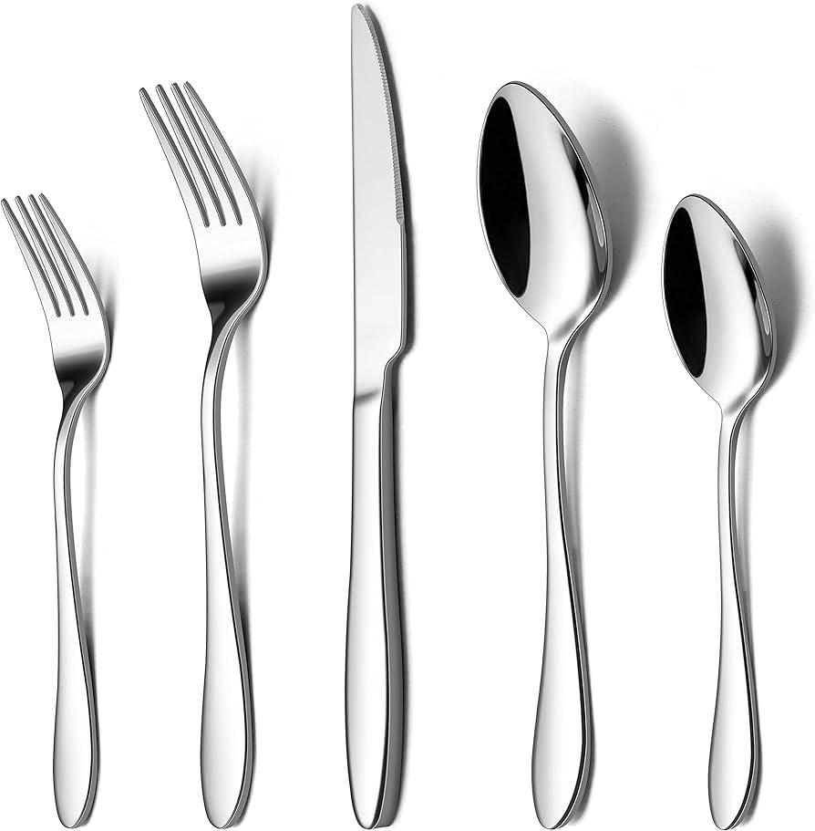 LIANYU Silverware Flatware Set for 8, 40 Piece Stainless Steel Cutlery Set Include Forks Spoons K... | Amazon (US)