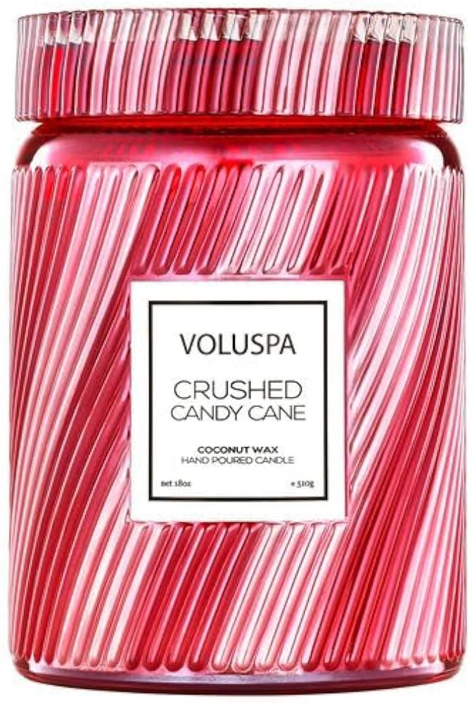 Voluspa Crushed Candy Cane, Large Candle Jar, 18 oz, 100 Hour Burn Time, Coconut Wax for Clean Bu... | Amazon (US)