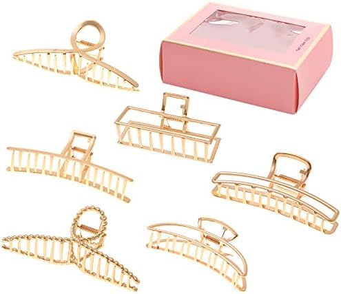 6 Pack Large Metal Hair Claw Clips - 4 Inch Nonslip Big Nonslip gold hair clamps ,Perfect Jaw hai... | Amazon (US)