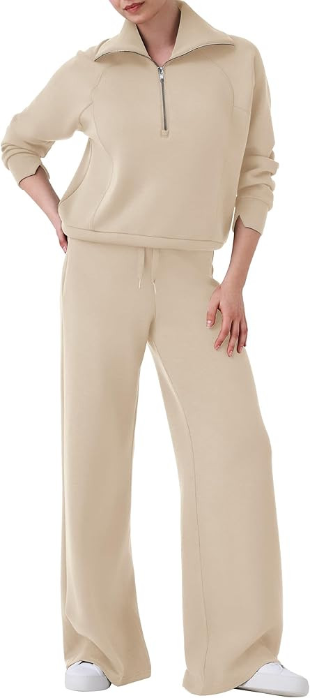 SuperPrity Women 2 Piece Outfits 2024 Fall Fashion Trendy Sweatsuit Oversized Sweatshirt Sweatpan... | Amazon (US)