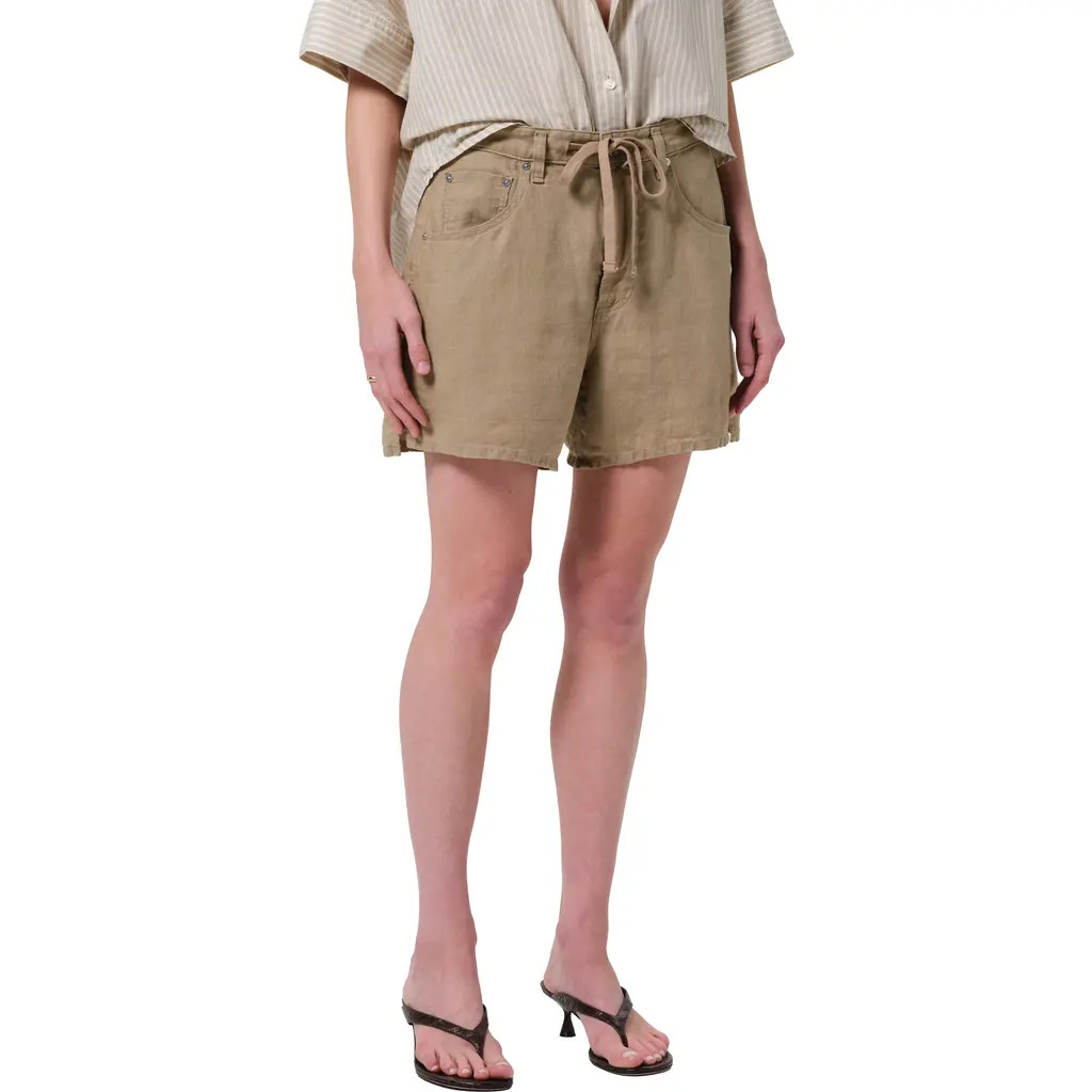 Citizens of Humanity Brynn Drawstring Waist Wide Leg Linen Shorts in Gobi at Nordstrom Rack, Size 31 | Nordstrom Rack