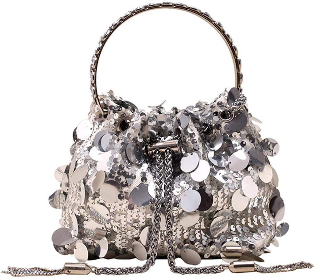 RomanticDesign Women Sparkly Sequin Clutch Purse Glitter Metal Tassel Evening Handbag Crossbody B... | Amazon (US)