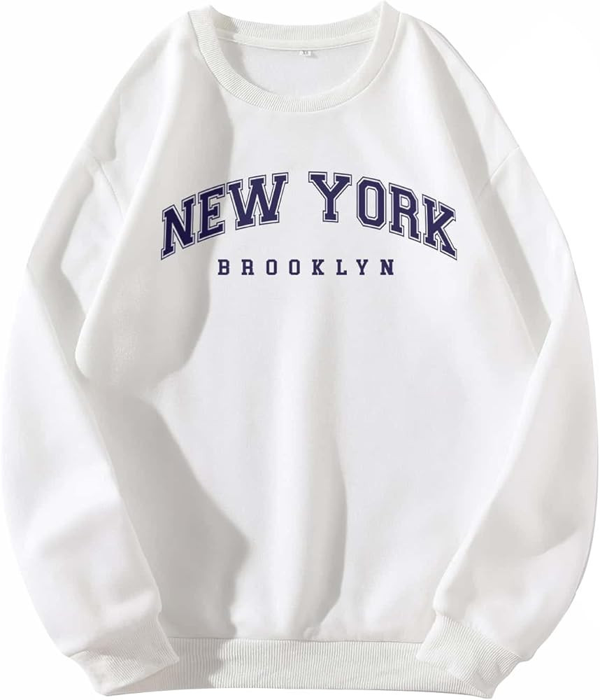 SOLY HUX Women's Letter Graphic Print Long Sleeve Drop Shoulder Sweatshirt Pullover Top | Amazon (US)