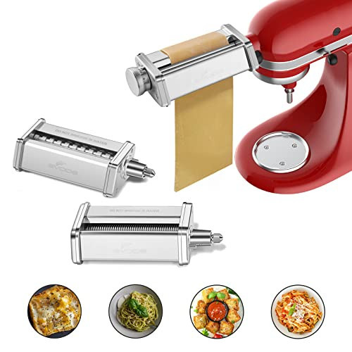 Pasta Attachment for KitchenAid Stand Mixer Included Pasta Sheet Roller, Spaghetti Cutter and Fettuccine Cutter Pasta Maker Stainless Steel Accessories 3Pcs by Gvode | Amazon (US)
