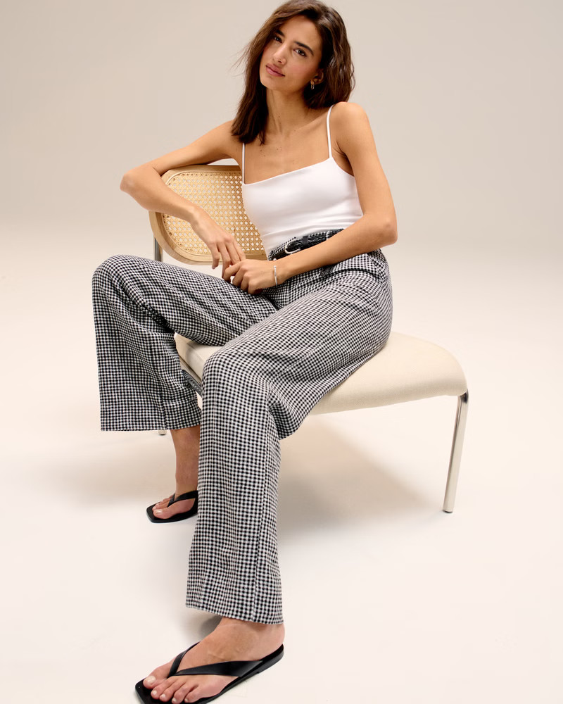 Women's Tailored Linen-Blend Wide Leg Pant | Women's Bottoms | Abercrombie.com | Abercrombie & Fitch (US)