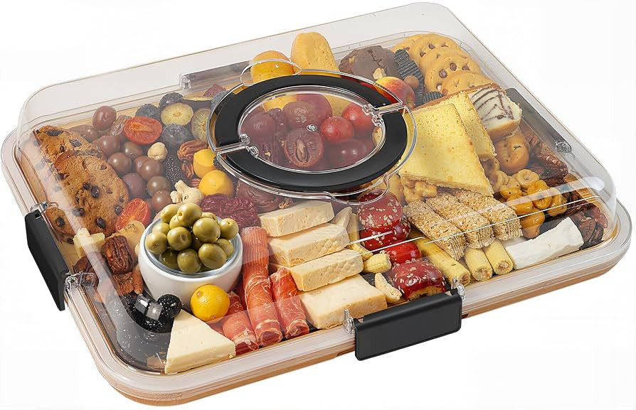 Renmxj Charcuterie Board with Clear Lid, Travel Portable Cheese Board Charcuterie Boxes Cutting B... | Amazon (US)
