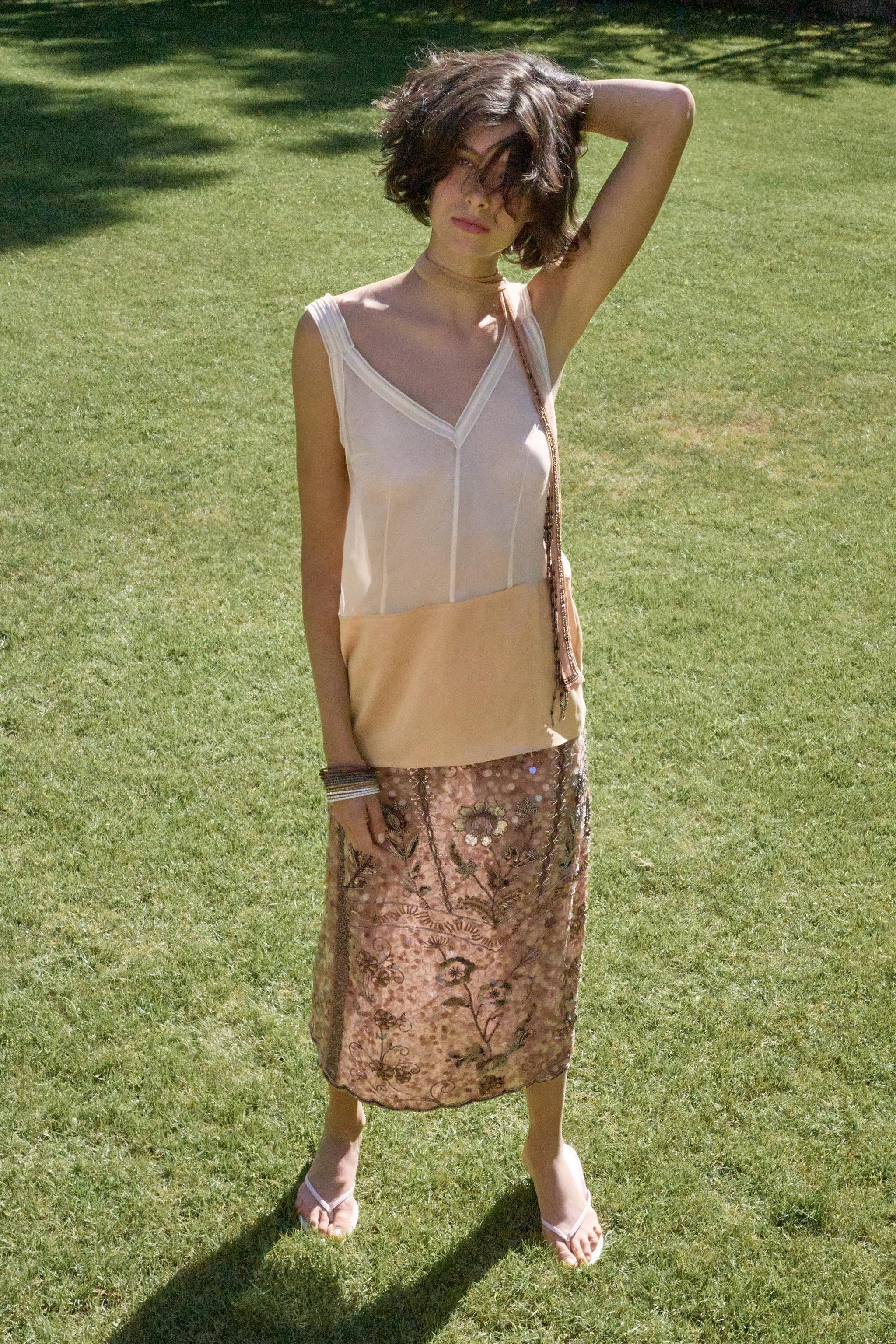 LIMITED EDITION EMBROIDERED BEADED MIDI SKIRT | Zara UK