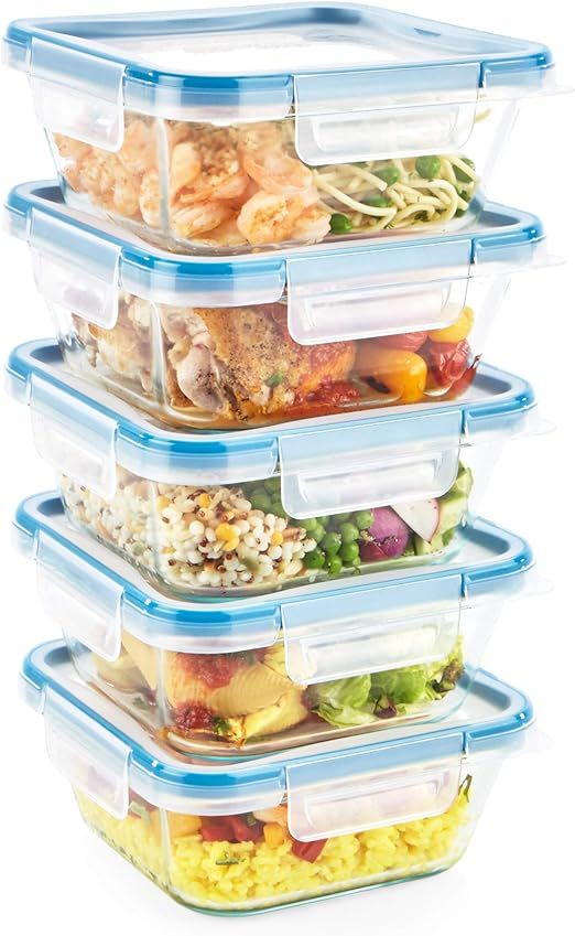 Snapware Piece Total Solution Glass Food Storage Containers Set with Plastic Lids, 10 PC | Amazon (US)