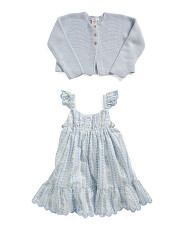 Toddler Girls Scalloped Floral Dress And Cardigan Set | Toddler Girl Dresses | Marshalls | Marshalls