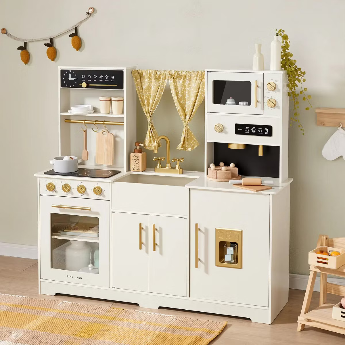 Tiny Land® Iconic Wooden Play Kitchen – Cream Pretend Cooking Set for Kids | Target