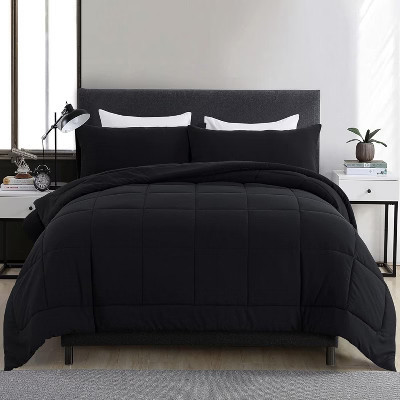 3-Piece Queen Comforter Set - 88"x90" Down Alternative Black Bedding with 2 Pillowcases, All-Season Soft | Target