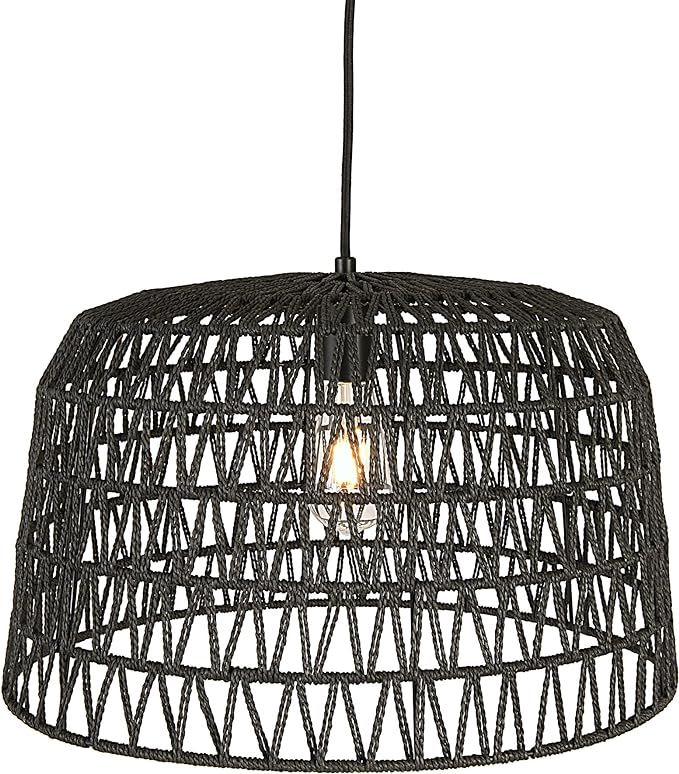 Creative Co-op EC0489 Woven Lamp, Charcoal Gray Pendant, Black | Amazon (US)