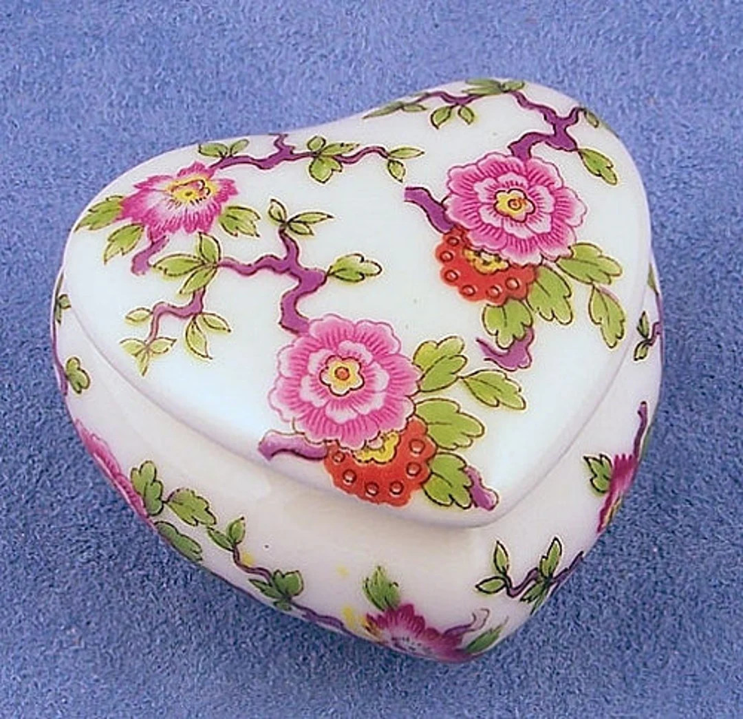 Limoges Chinoiserie Small Heart Trinket Jewelry Gift Box Limoge | Etsy (US)